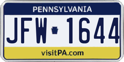 PA license plate JFW1644