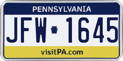 PA license plate JFW1645