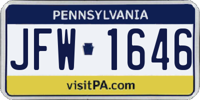 PA license plate JFW1646