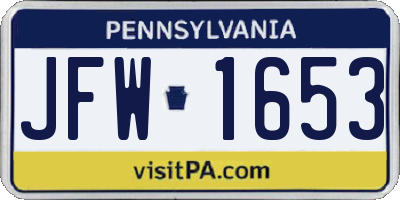 PA license plate JFW1653