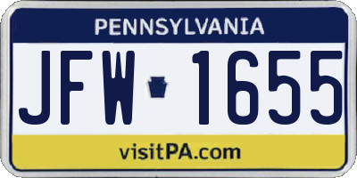 PA license plate JFW1655