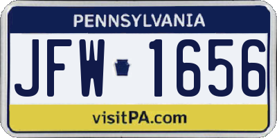 PA license plate JFW1656
