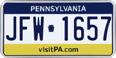 PA license plate JFW1657