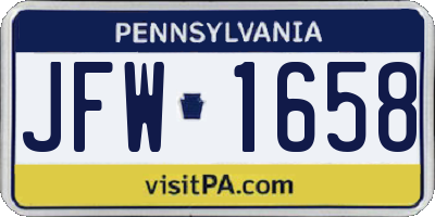 PA license plate JFW1658