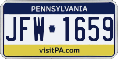 PA license plate JFW1659