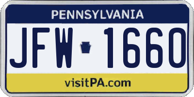 PA license plate JFW1660