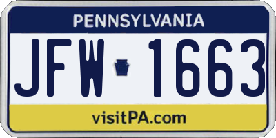PA license plate JFW1663