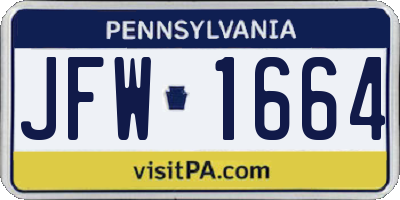 PA license plate JFW1664