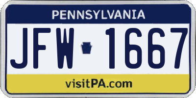 PA license plate JFW1667