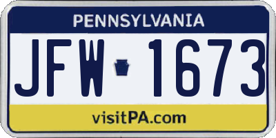 PA license plate JFW1673