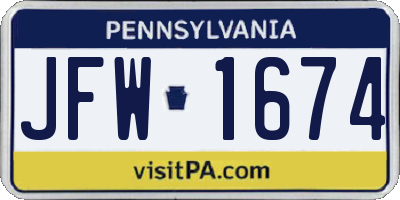 PA license plate JFW1674