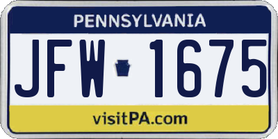 PA license plate JFW1675
