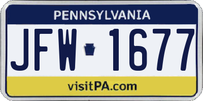 PA license plate JFW1677