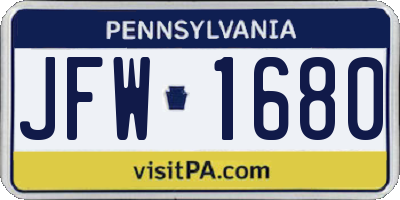 PA license plate JFW1680