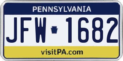 PA license plate JFW1682