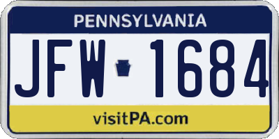 PA license plate JFW1684