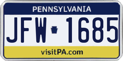 PA license plate JFW1685
