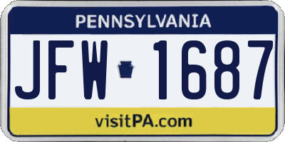 PA license plate JFW1687