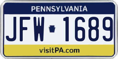 PA license plate JFW1689