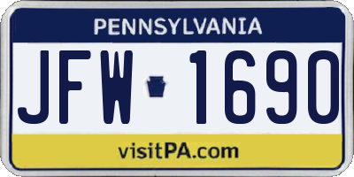 PA license plate JFW1690