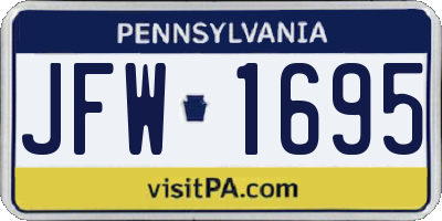PA license plate JFW1695