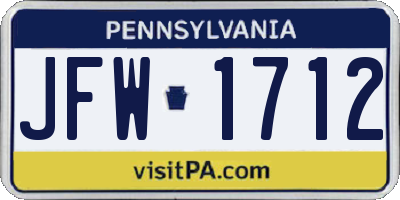 PA license plate JFW1712