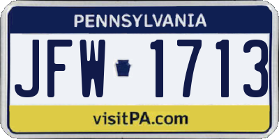 PA license plate JFW1713