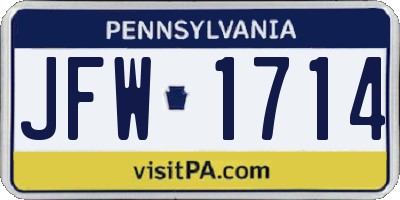 PA license plate JFW1714