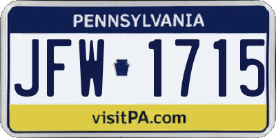 PA license plate JFW1715