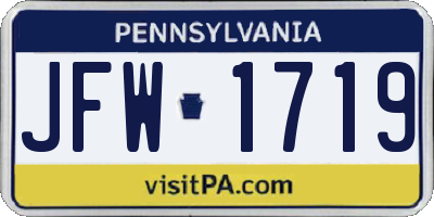 PA license plate JFW1719