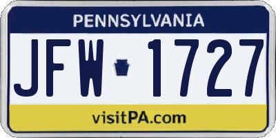 PA license plate JFW1727