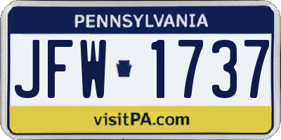 PA license plate JFW1737