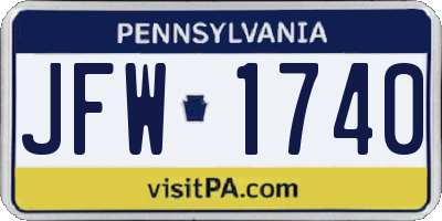 PA license plate JFW1740