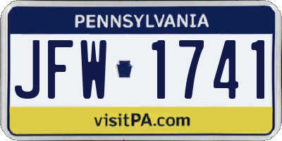 PA license plate JFW1741