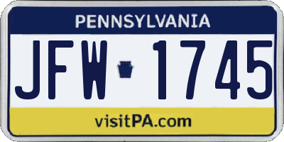 PA license plate JFW1745