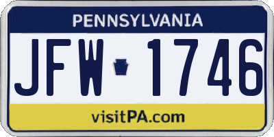 PA license plate JFW1746