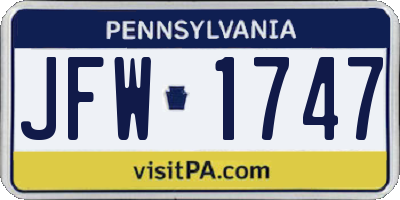 PA license plate JFW1747