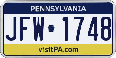 PA license plate JFW1748