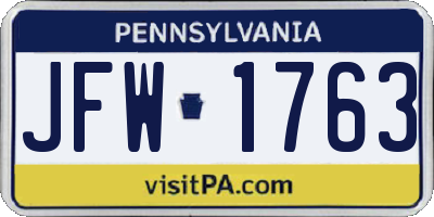 PA license plate JFW1763