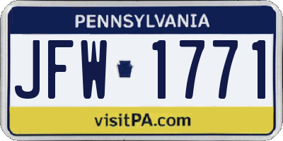 PA license plate JFW1771