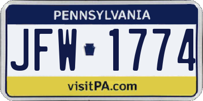 PA license plate JFW1774