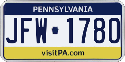 PA license plate JFW1780