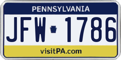 PA license plate JFW1786
