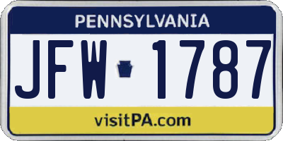 PA license plate JFW1787