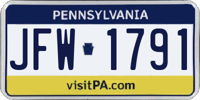PA license plate JFW1791
