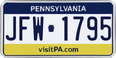 PA license plate JFW1795