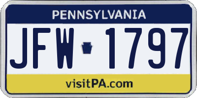 PA license plate JFW1797