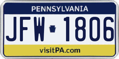 PA license plate JFW1806