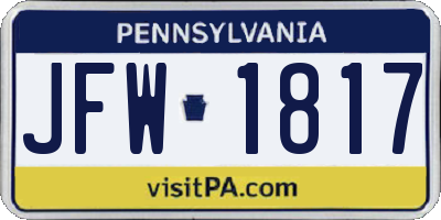 PA license plate JFW1817
