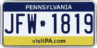 PA license plate JFW1819